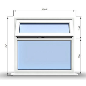 1095mm (W) x 1045mm (H) PVCu StormProof Casement Window - 1 Top Opening Window - 70mm Cill - Chrome Handles -  White