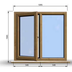 1095mm (W) x 1045mm (H) Wooden Stormproof Window - 1/2 Left Opening Window - Toughened Safety Glass