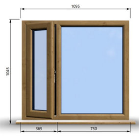 1095mm (W) x 1045mm (H) Wooden Stormproof Window - 1/3 Left Opening Window - Toughened Safety Glass