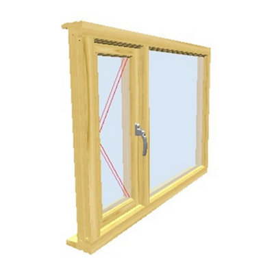 1095mm (W) x 1045mm (H) Wooden Stormproof Window - 1/3 Right Opening Window - Toughened Safety Glass