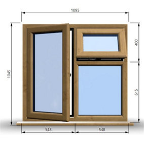 1095mm (W) x 1045mm (H) Wooden Stormproof Window - 1 Opening Window (LEFT) - Top Opening Window (RIGHT) - Toughened Safety Glass