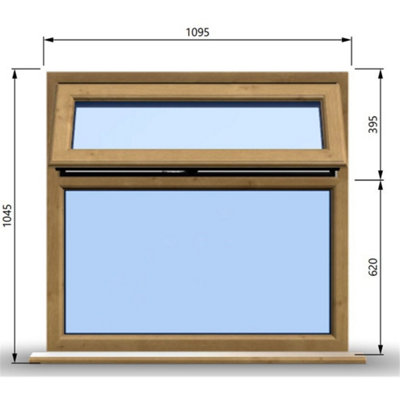 1095mm (W) x 1045mm (H) Wooden Stormproof Window - 1 Top Opening Window -Toughened Safety Glass