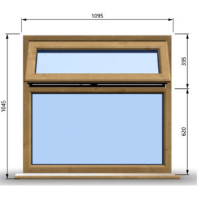 1095mm (W) x 1045mm (H) Wooden Stormproof Window - 1 Top Opening Window -Toughened Safety Glass