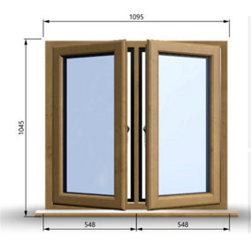 1095mm (W) x 1045mm (H) Wooden Stormproof Window - 2 Opening Windows (Left & Right) - Toughened Safety Glass