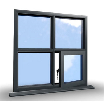 1095mm (W) x 1095mm (H) Aluminium Flush Casement Window - 1 Bottom Opening Window (Right) - Anthracite Internal & External