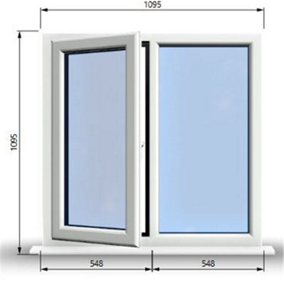 1095mm (W) x 1095mm (H) PVCu StormProof Casement Window - 1 LEFT Opening Window -  Toughened Safety Glass - White
