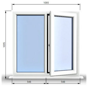 1095mm (W) x 1095mm (H) PVCu StormProof Casement Window - 1 RIGHT Opening Window -  Toughened Safety Glass - White