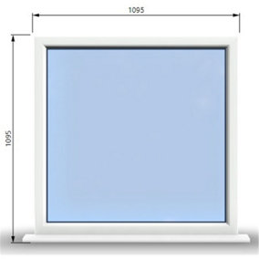1095mm (W) x 1095mm (H) PVCu StormProof Window - 1 Non Opening Window - Toughened Safety Glass - White