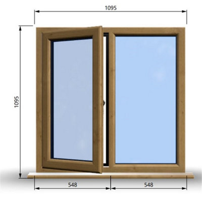 1095mm (W) x 1095mm (H) Wooden Stormproof Window - 1/2 Left Opening Window - Toughened Safety Glass