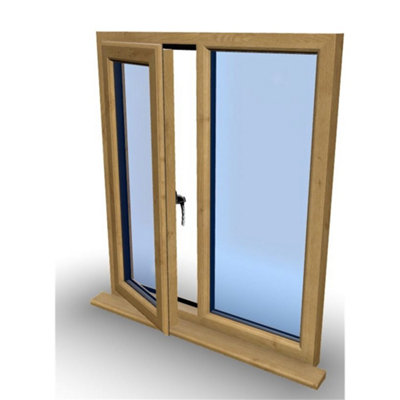 1095mm (W) x 1095mm (H) Wooden Stormproof Window - 1/2 Left Opening Window - Toughened Safety Glass - 3