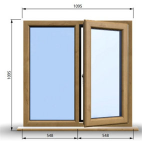 1095mm (W) x 1095mm (H) Wooden Stormproof Window - 1/2 Right Opening Window - Toughened Safety Glass
