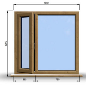 1095mm (W) x 1095mm (H) Wooden Stormproof Window - 1/3 Left Opening Window - Toughened Safety Glass