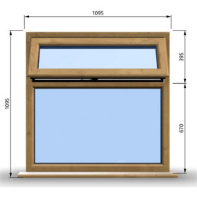 1095mm (W) x 1095mm (H) Wooden Stormproof Window - 1 Top Opening Window -Toughened Safety Glass