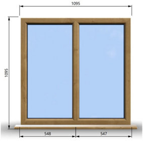1095mm (W) x 1095mm (H) Wooden Stormproof Window - 2 Non-Opening Windows - Toughened Safety Glass