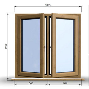 1095mm (W) x 1095mm (H) Wooden Stormproof Window - 2 Opening Windows (Left & Right) - Toughened Safety Glass