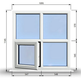 1095mm (W) x 1145mm (H) PVCu StormProof Casement Window - 1 Bottom Opening (Left) -  White Internal & External