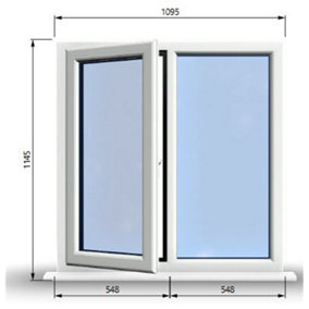 1095mm (W) x 1145mm (H) PVCu StormProof Casement Window - 1 LEFT Opening Window -  Toughened Safety Glass - White