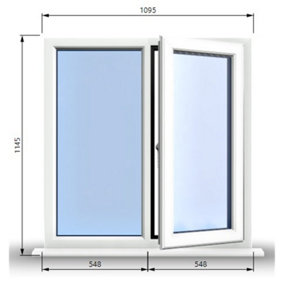 1095mm (W) x 1145mm (H) PVCu StormProof Casement Window - 1 RIGHT Opening Window -  Toughened Safety Glass - White