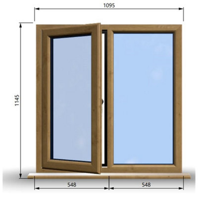 1095mm (W) x 1145mm (H) Wooden Stormproof Window - 1/2 Left Opening Window - Toughened Safety Glass