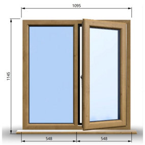 1095mm (W) x 1145mm (H) Wooden Stormproof Window - 1/2 Right Opening Window - Toughened Safety Glass
