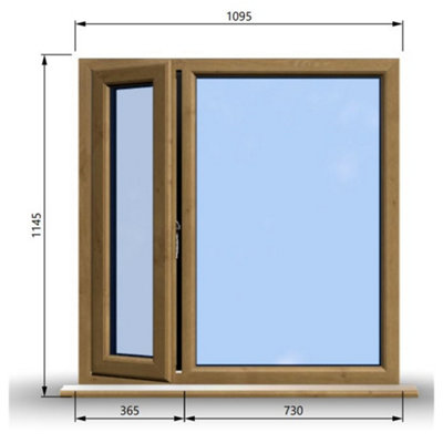1095mm (W) x 1145mm (H) Wooden Stormproof Window - 1/3 Left Opening ...