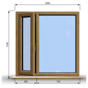 1095mm (W) x 1145mm (H) Wooden Stormproof Window - 1/3 Left Opening Window - Toughened Safety Glass