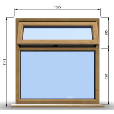 1095mm (W) x 1145mm (H) Wooden Stormproof Window - 1 Top Opening Window -Toughened Safety Glass