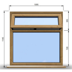 1095mm (W) x 1145mm (H) Wooden Stormproof Window - 1 Top Opening Window -Toughened Safety Glass