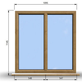 1095mm (W) x 1145mm (H) Wooden Stormproof Window - 2 Non-Opening Windows - Toughened Safety Glass