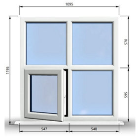 1095mm (W) x 1195mm (H) PVCu StormProof Casement Window - 1 Bottom Opening (Left) -  White Internal & External