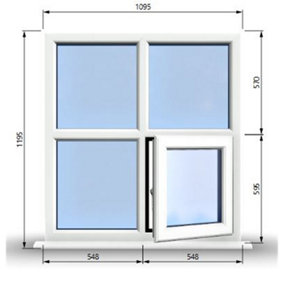 1095mm (W) x 1195mm (H) PVCu StormProof Casement Window - 1 Bottom Opening (Right)  - White Internal & External