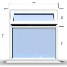 1095mm (W) x 1195mm (H) PVCu StormProof Casement Window - 1 Top Opening Window - 70mm Cill - Chrome Handles -  White