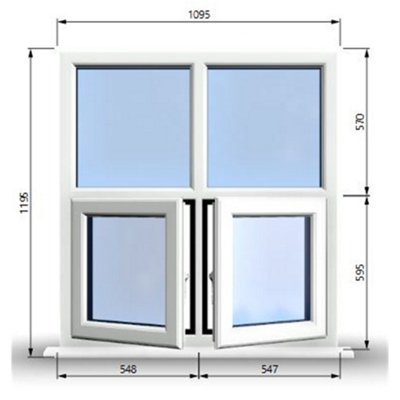 1095mm (W) x 1195mm (H) PVCu StormProof Casement Window - 2 Bottom ...