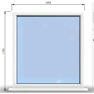 1095mm (W) x 1195mm (H) PVCu StormProof Window - 1 Non Opening Window - Toughened Safety Glass - White