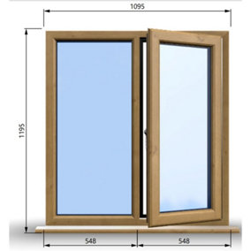 1095mm (W) x 1195mm (H) Wooden Stormproof Window - 1/2 Right Opening Window - Toughened Safety Glass