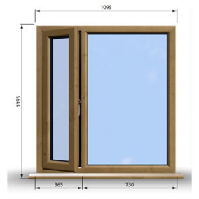 1095mm (W) x 1195mm (H) Wooden Stormproof Window - 1/3 Left Opening Window - Toughened Safety Glass