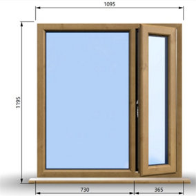 1095mm (W) x 1195mm (H) Wooden Stormproof Window - 1/3 Right Opening Window - Toughened Safety Glass