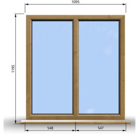 1095mm (W) x 1195mm (H) Wooden Stormproof Window - 2 Non-Opening Windows - Toughened Safety Glass