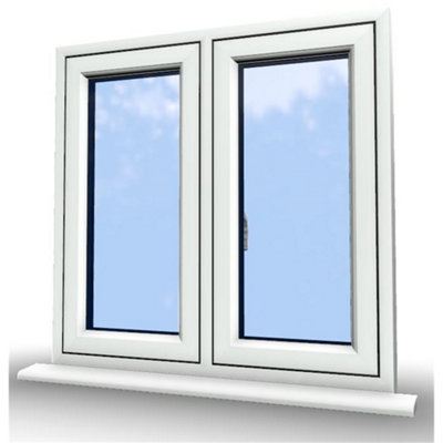 1095mm (W) x 1245mm (H) PVCu Flush Casement Window - 2 Central Opening Windows - White Internal & External - 8