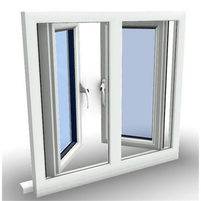 1095mm (W) x 1245mm (H) PVCu Flush Casement Window - 2 Central Opening Windows - White Internal & External - 9
