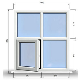 1095mm (W) x 1245mm (H) PVCu StormProof Casement Window - 1 Bottom Opening (Left) -  White Internal & External