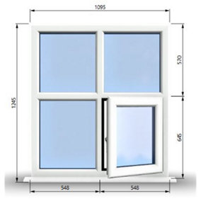 1095mm (W) x 1245mm (H) PVCu StormProof Casement Window - 1 Bottom Opening (Right)  - White Internal & External