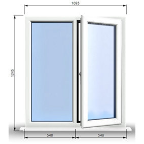 1095mm (W) x 1245mm (H) PVCu StormProof Casement Window - 1 RIGHT Opening Window -  Toughened Safety Glass - White