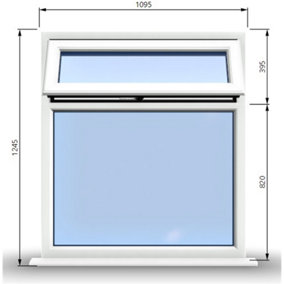 1095mm (W) x 1245mm (H) PVCu StormProof Casement Window - 1 Top Opening Window - 70mm Cill - Chrome Handles -  White