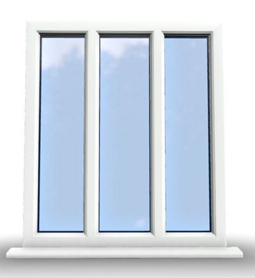 1095mm (W) x 1245mm (H) PVCu StormProof Casement Window - 3 Panes Non Opening Window -  White Internal & External - 5