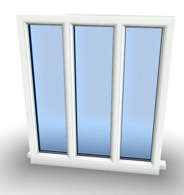 1095mm (W) x 1245mm (H) PVCu StormProof Casement Window - 3 Panes Non Opening Window -  White Internal & External - 8