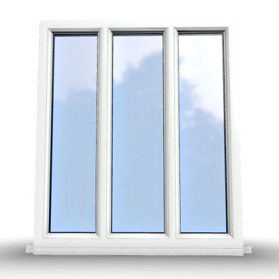 1095mm (W) x 1245mm (H) PVCu StormProof Casement Window - 3 Panes Non Opening Window -  White Internal & External - 9