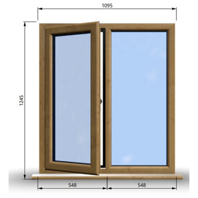 1095mm (W) x 1245mm (H) Wooden Stormproof Window - 1/2 Left Opening Window - Toughened Safety Glass