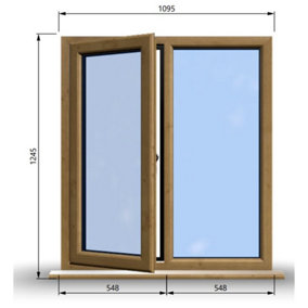 1095mm (W) x 1245mm (H) Wooden Stormproof Window - 1/2 Left Opening Window - Toughened Safety Glass