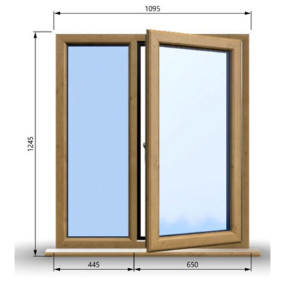 1095mm (W) x 1245mm (H) Wooden Stormproof Window - 1/2 Right Opening Window - Toughened Safety Glass